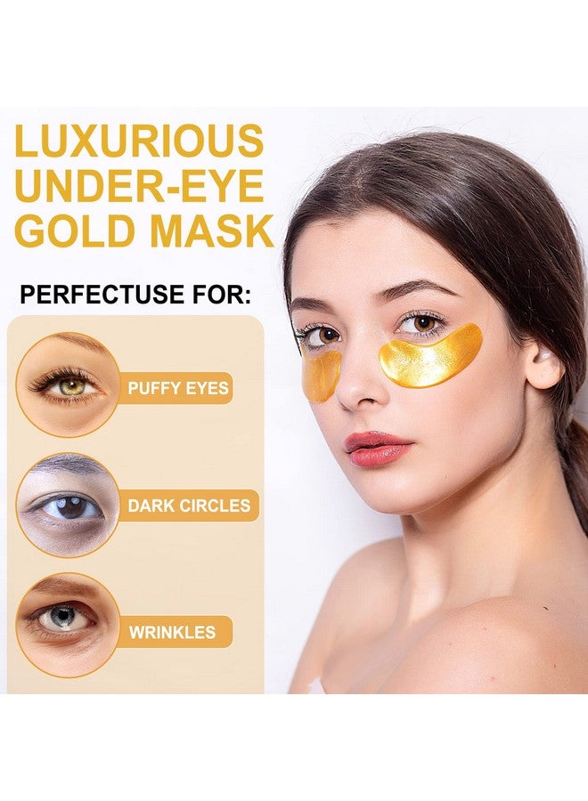 Eye Mask30 Pairs 24K Gold Under Eye Patches Skin Care Productseye Masks Skincare For Dark Circles And Puffinessreduce Wrinkleseye Bags And Fine Linesfor Women And Manwith Hair Clips