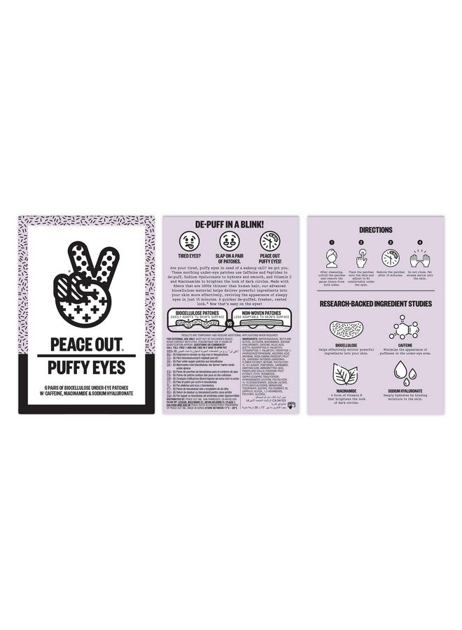 Skincare Puffy Eyes Biocellulose Undereye Mask Minimize Puffiness Dark Circles And Tired Eyes With Caffeine And Niacinamide 6 Pairs