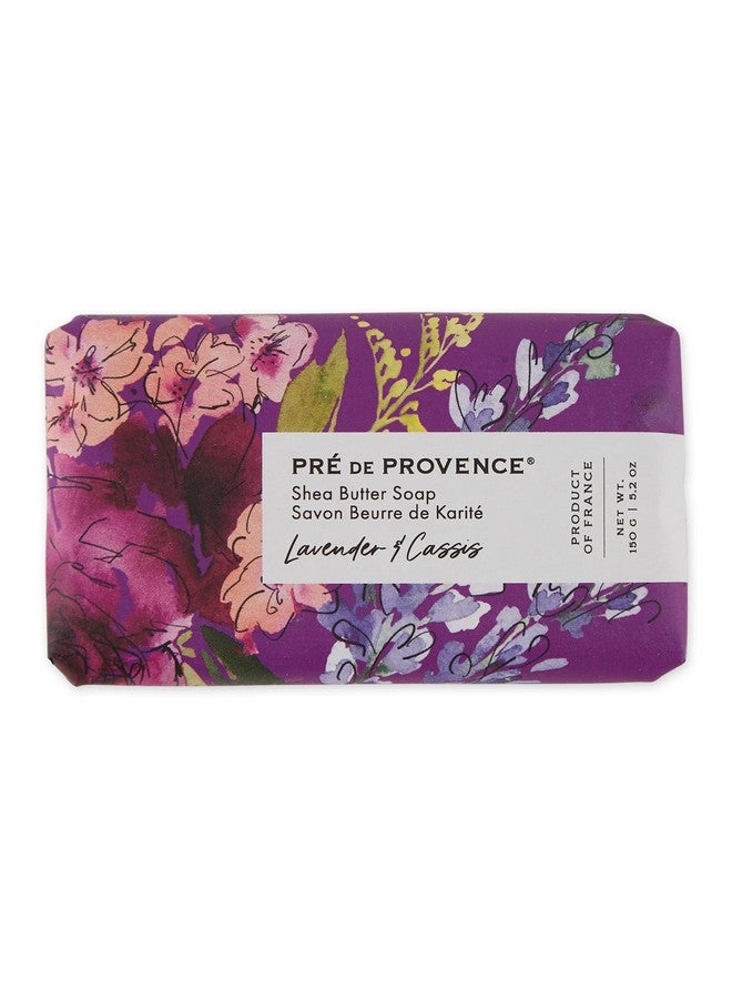 Wrapped Artisanal Soap Bar Organic Shea Butter Enriched Natural French Skincare Quad Milled For A Rich Smooth Lather Lavender & Cassis 150 Gram