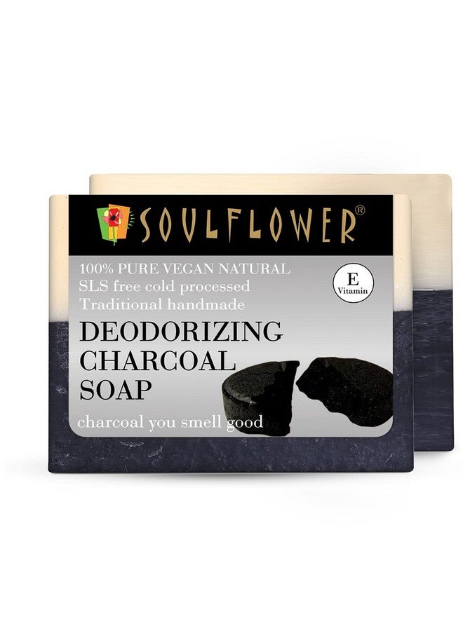 Activated Charcoal Bath Soap For Deep Cleansing Detoxifying Body Odour Control Enriched With Tea Tree Peppermint & Vitamin E 100% Organic & Handmade (Pack Of 2) 150G Each