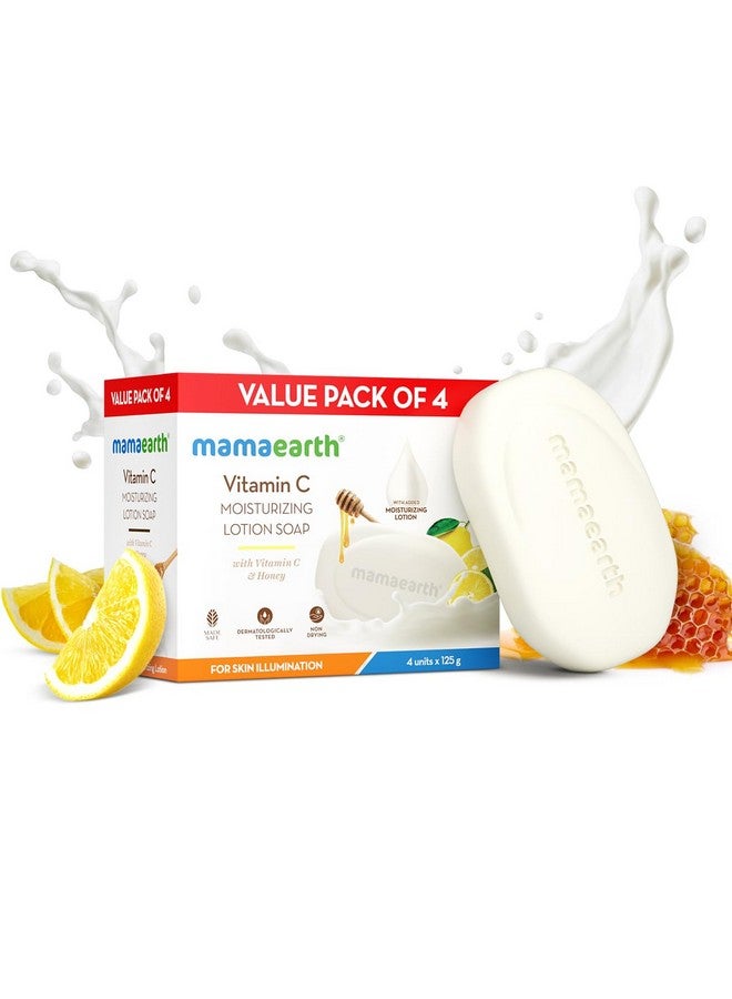 Vitamin C Moisturizing Lotion Soap(Value Pack Of 4) 125 G X 4 Units Deeply Cleanses Moisturizing Bathing Bar Brightens Skin Nourishes Dry Skin Nondrying 76% Tfm Grade 1 Soap