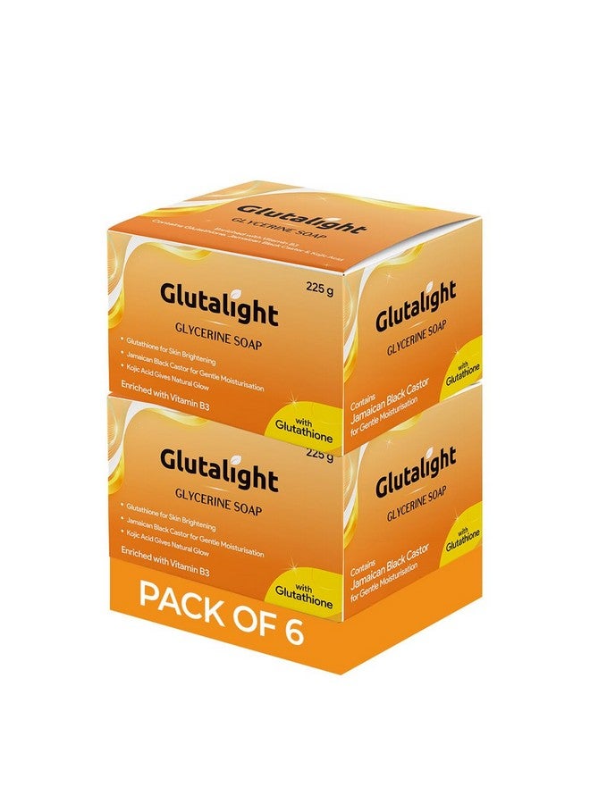 Glycerin Soap Glutathione Kojic Acid Soap Skin Brightening & Lightening Soap With Goodness Of Black Castor Bath Soap Both For Men & Women (Pack Of 6)