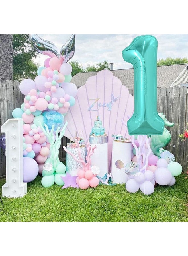 40 Inch Large Teal Blue Number Balloons Giant Jumbo Helium Foil Mylar Big Turquoise Number 1 Digital One Balloons For Birthday Party Anniversary Wedding Decorations