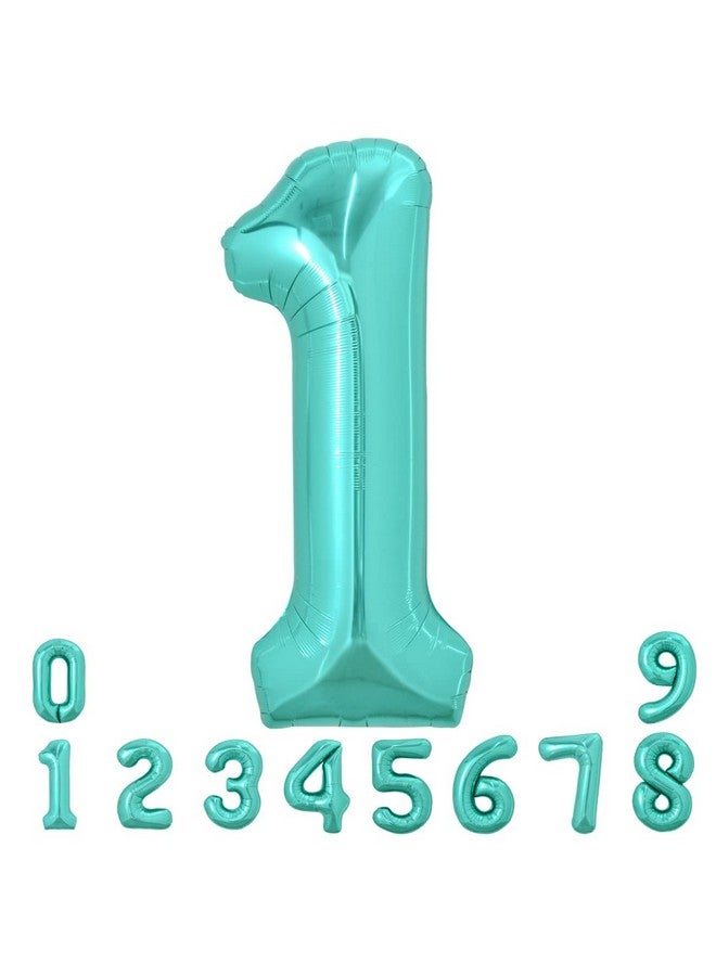 40 Inch Large Teal Blue Number Balloons Giant Jumbo Helium Foil Mylar Big Turquoise Number 1 Digital One Balloons For Birthday Party Anniversary Wedding Decorations