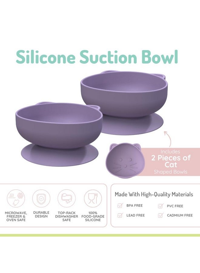 Silicone Suction Bowls For Babies And Toddlers Cat 10.1 Oz 2 Pack 100% Food Grade Silicone Animal Shaped Bpa Free Dishwasher & Microwave Safe