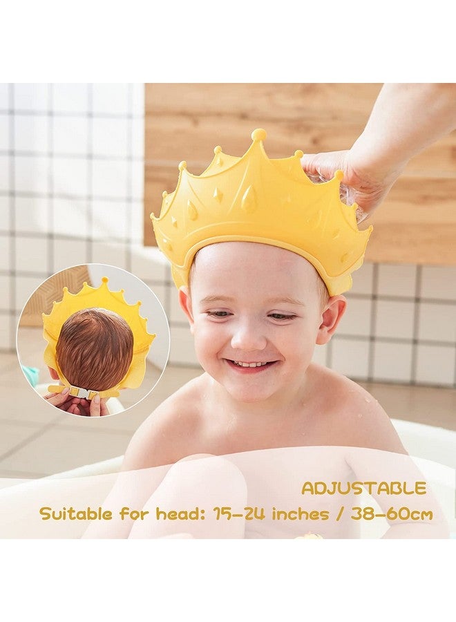 Baby Shower Cap Shield Shower Cap For Kids Visor Hat For Eye And Ear Protection For 09 Years Old Children Cute Crown Shape Makes The Baby Bath More Fun (Yellow)