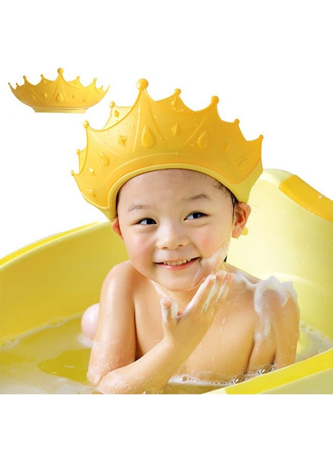 Baby Shower Cap Shield Shower Cap For Kids Visor Hat For Eye And Ear Protection For 09 Years Old Children Cute Crown Shape Makes The Baby Bath More Fun (Yellow)