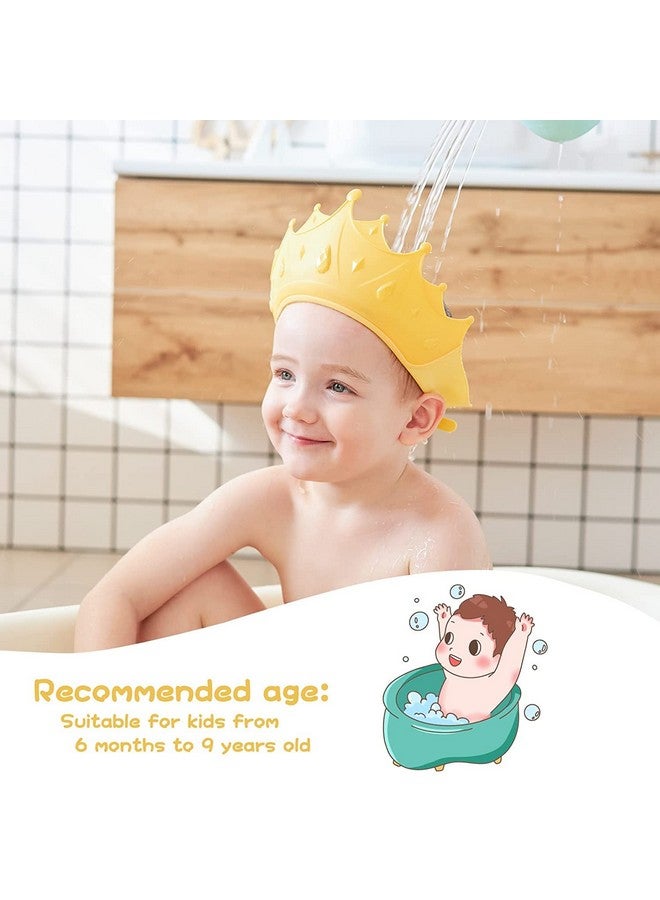 Baby Shower Cap Shield Shower Cap For Kids Visor Hat For Eye And Ear Protection For 09 Years Old Children Cute Crown Shape Makes The Baby Bath More Fun (Yellow)