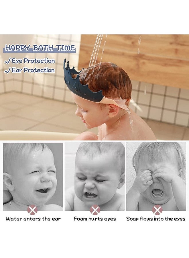 Baby Shower Cap Shield Shower Cap For Kids Visor Hat For Eye And Ear Protection For 09 Years Old Children Cute Crown Shape Makes The Baby Bath More Fun (Blue)