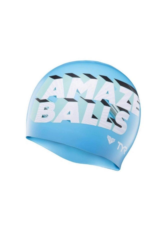 Amaze Balls Silicone Swim Cap (Blue/White)