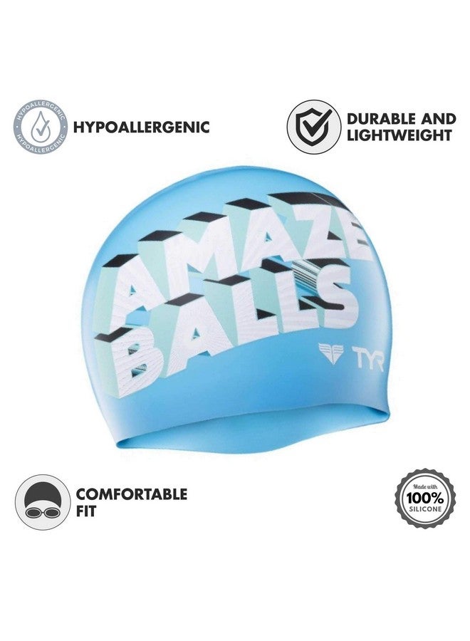 Amaze Balls Silicone Swim Cap (Blue/White)