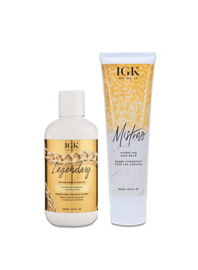 Igk Legendary Dream Hair Shampoo (8 Oz) + Igk Mistress Hydrating Hair Balm (5 Oz) Hydrated + Shine + Frizz Control Vegan + Crueltyfree