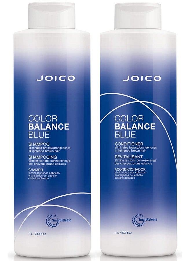 Color Balance Blue Shampoo & Conditioner Set Eliminate Brassy And Orange Tones For Lightened Brown Hair