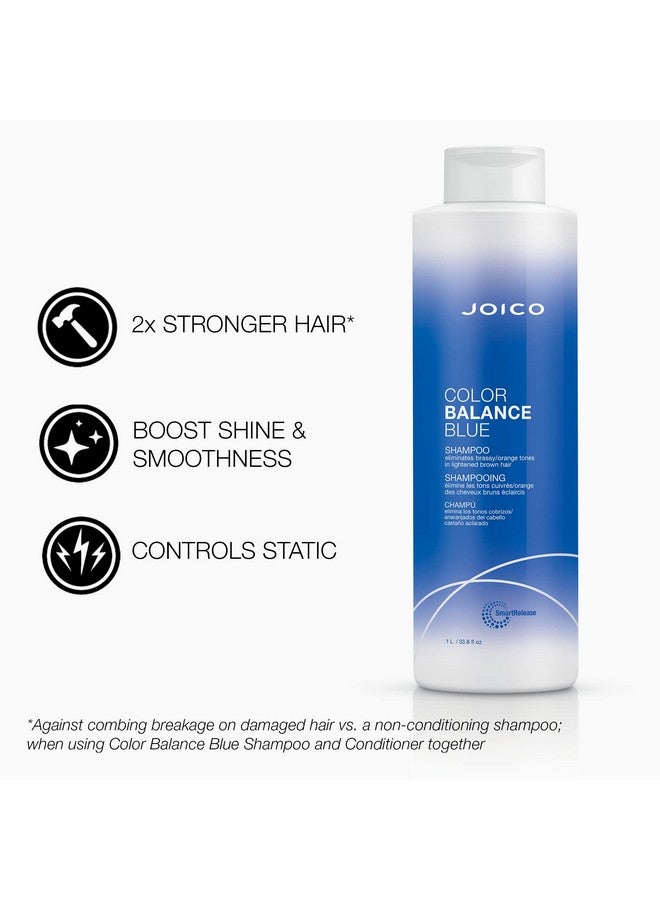 Color Balance Blue Shampoo & Conditioner Set Eliminate Brassy And Orange Tones For Lightened Brown Hair