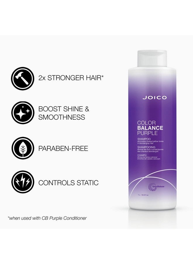 Color Balance Purple Shampoo & Conditioner Set Eliminate Brassy And Yellow Tones For Cool Blonde Or Gray Hair