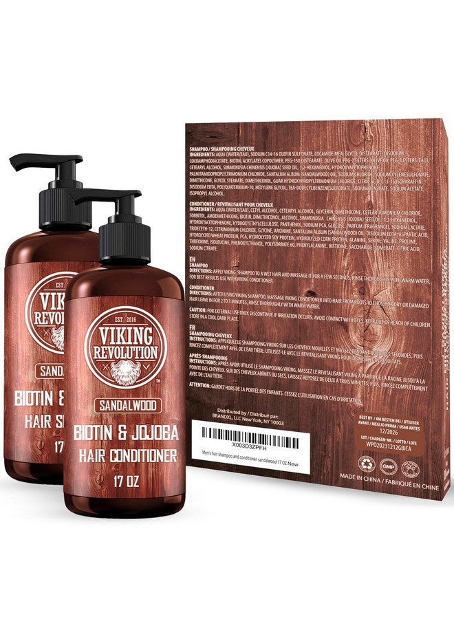 Sandalwood Shampoo And Conditioner Set With Biotin And Jojoba Oil Natural Hair Shampoo And Hair Conditioner For Men With Vitamin B5 (17 Oz)