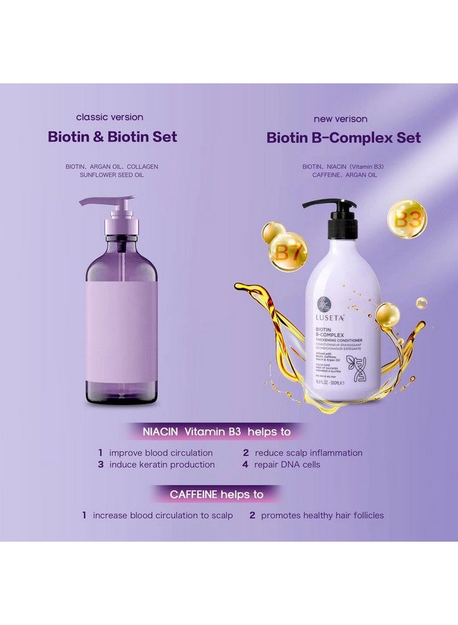 Luseta Bcomplex Shampoo & Conditioner Set For Hair Growth And Strengthener Loss Treatment Thinning With Biotin Caffein Argan Oil Men Women All Types 2 X 16.9Oz