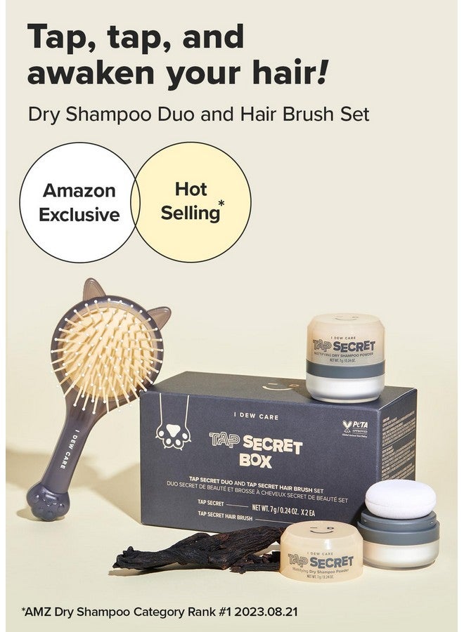 Dry Shampoo And Hair Brush Set Tap Secret Box Fuller Looking Hair Nonaerosol Benzenefree Detangling Hair Brush Mirror For Women Men Teens