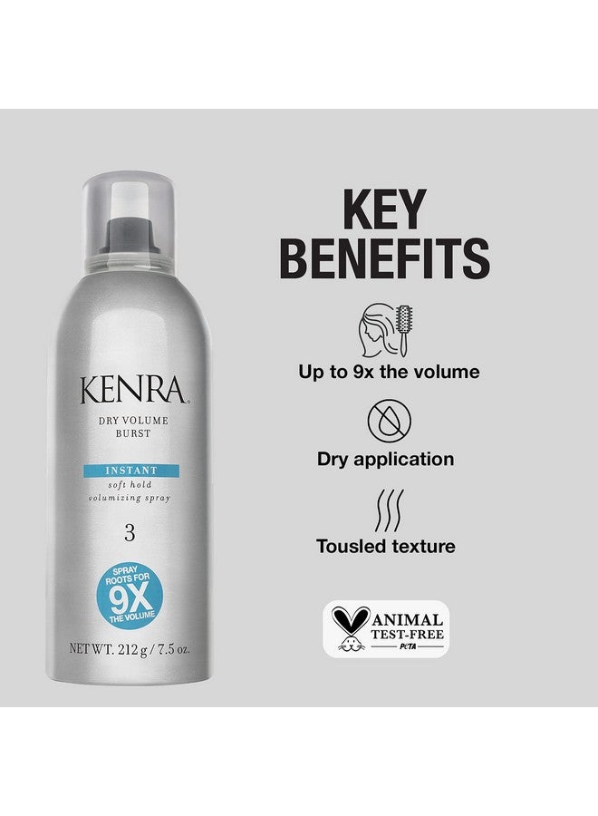 Kenra Dry Volume Burst 3 Instant Volume Hairspray Soft Hold Volumizing Spray Dry Application All Hair Types 7.5 Oz