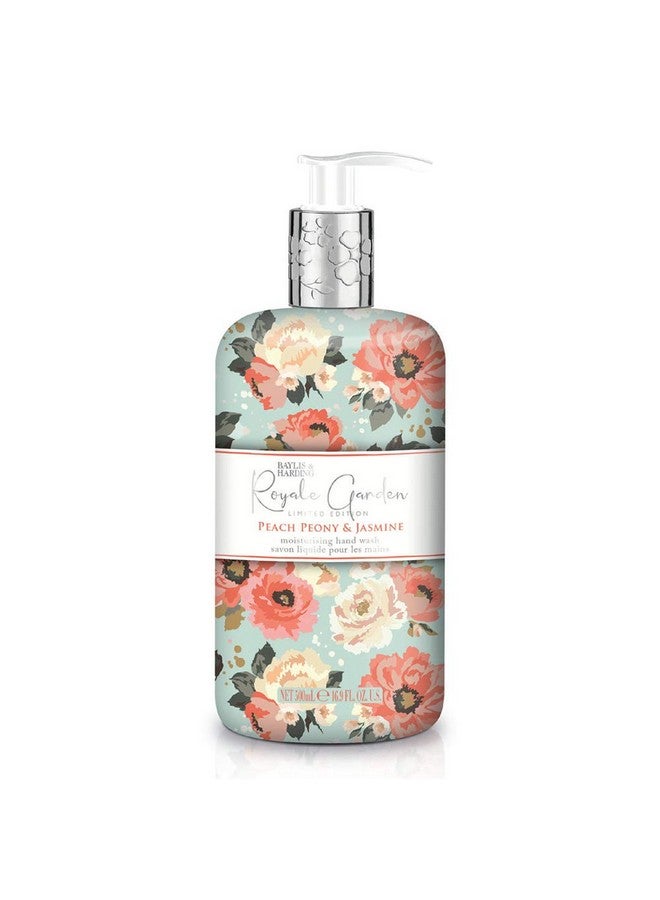 Liquid Hand Soap Wash With Dispenser Royale Garden Peach Peony & Jasmine 16.9Oz/500Ml