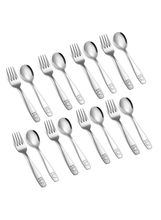 16 Pieces Toddler Utensils Kids Silverware Set Stainless Steel Childrens Forks And Spoons Metal Kids Safe Flatware Set Dishwasher Safe