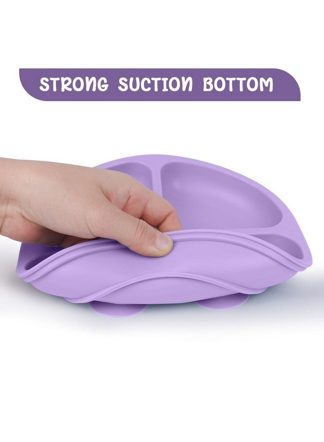 Suction Plates 2 Pcs Baby Toddler Plate Silicone Bpa Free Divided Plate Divided Plate Designsilicone Grip Dish Microwave & Dishwasher Safe