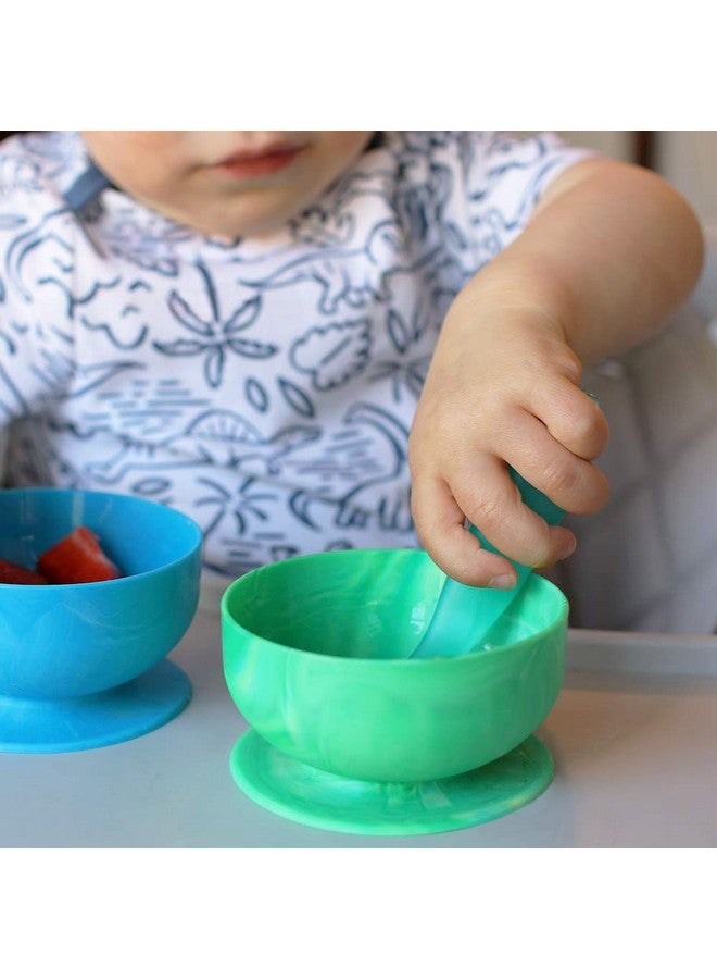 Flexidip Silicone Baby Learning Utensil 4 Months + Baby Led Weaning Flat Head Spoon With Firm Handle Designed In Usa Bpa Free Premium Grade Platinum Silicone 2 Ct Aqua Green