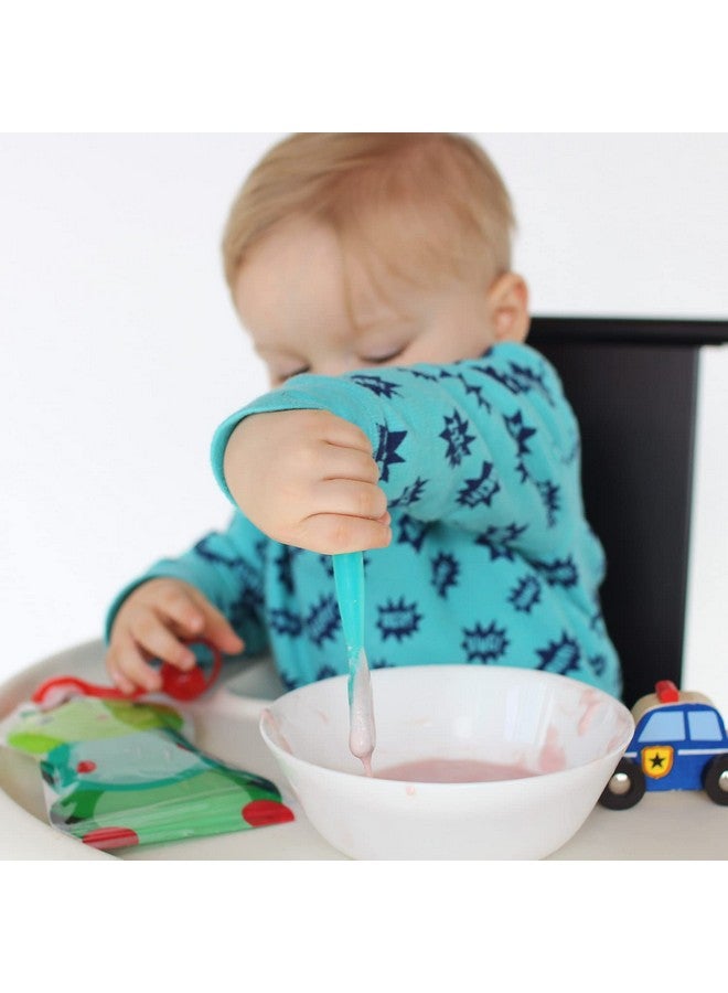 Flexidip Silicone Baby Learning Utensil 4 Months + Baby Led Weaning Flat Head Spoon With Firm Handle Designed In Usa Bpa Free Premium Grade Platinum Silicone 2 Ct Aqua Green