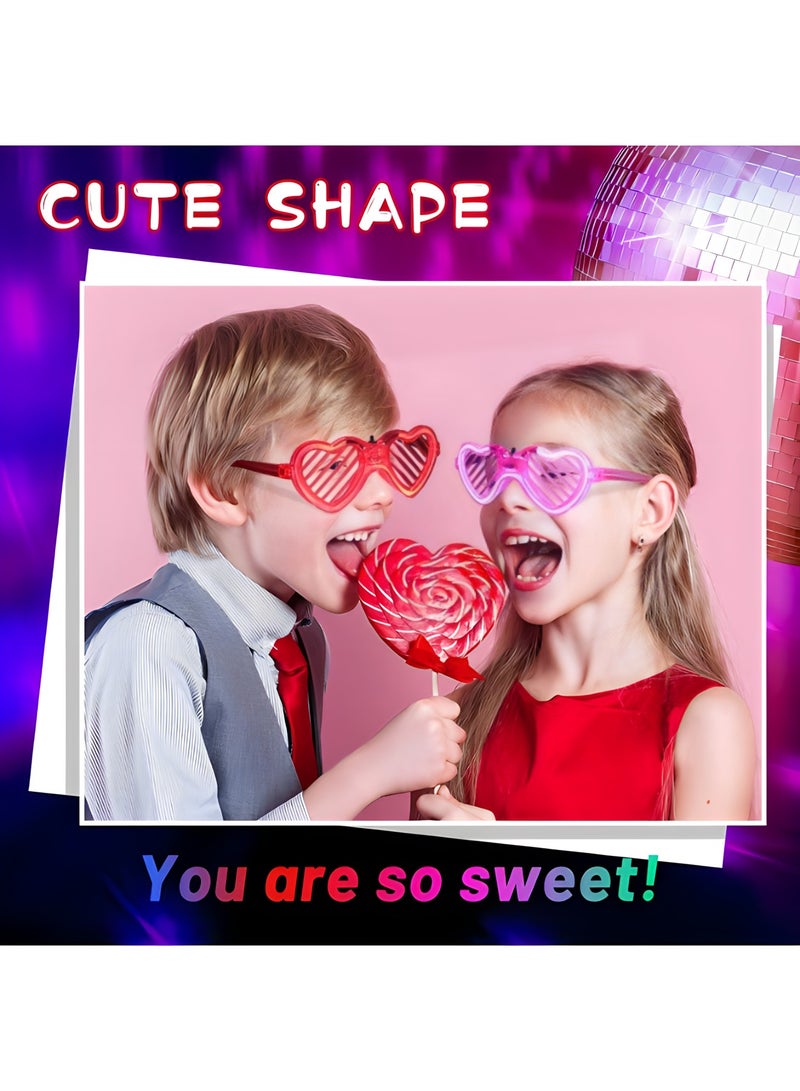 12 pack ses Heart Shape LED Light up Toys Glow in the Dark Party Favors Supplies Shutter Shades Sunglasses