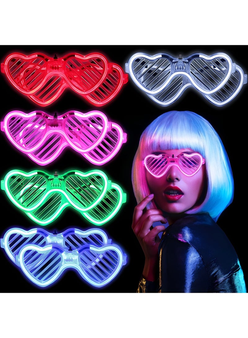 12 pack ses Heart Shape LED Light up Toys Glow in the Dark Party Favors Supplies Shutter Shades Sunglasses