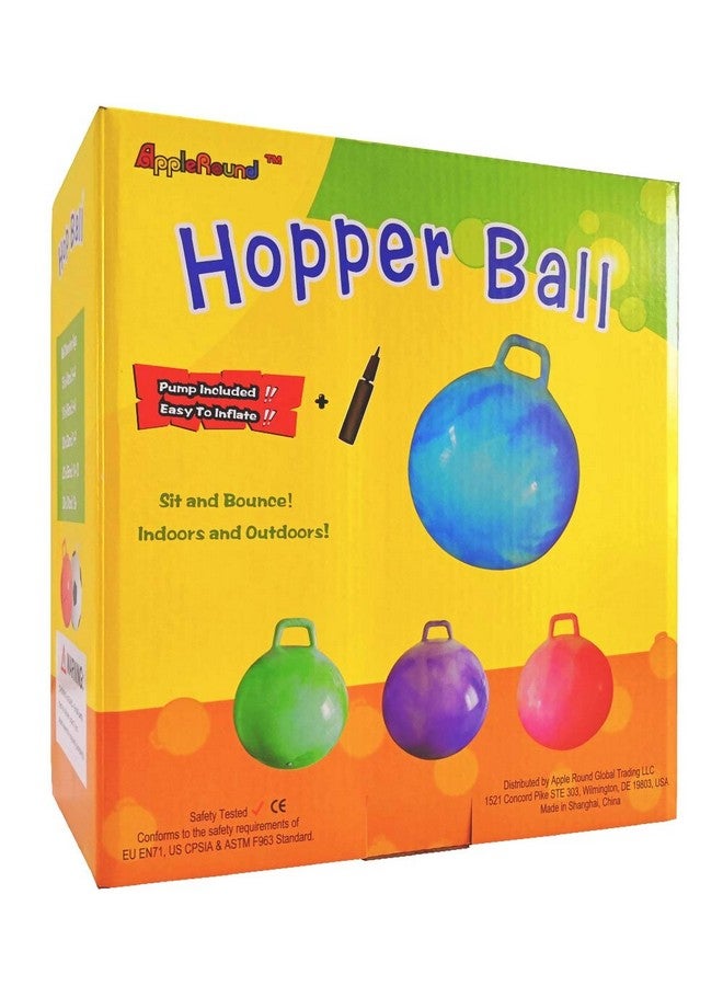 Space Hopper Ball With Air Pump: 28In/70Cm Diameter For Age 13 And Up Kangaroo Bouncer Hippity Hoppity Hop Ball For Teens Youths Adults Bouncy Ball With Handle Cloud Colors (Red & Blue)