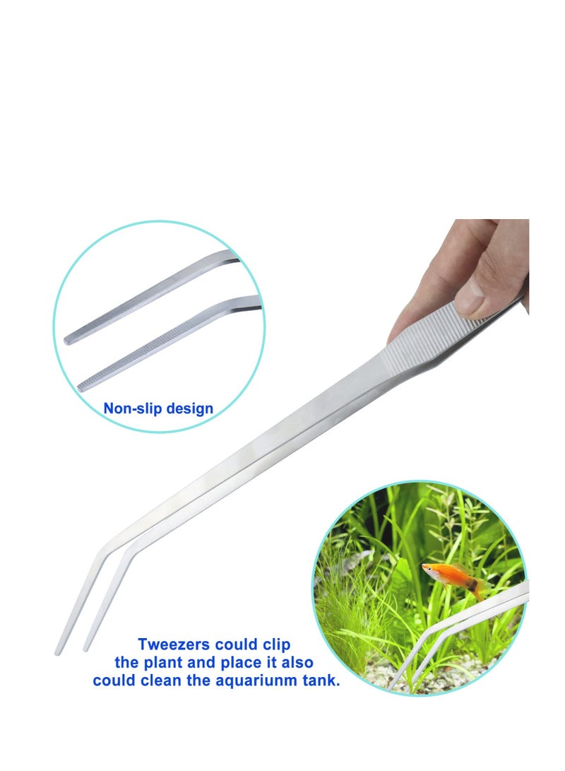 4 in 1 Tweezers Scissors Spatula Scrapers Tool Set, Aquarium Aquascape Tools Kit, Anti-Rust Aquatic Plant Tool, Suitable for Fish Tank Cleaning Kit