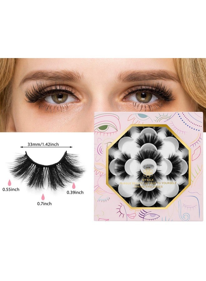 Wispy Lashes Mink Eyelashes Fluffy Eyelashes 7 Pairs 6D Lashes Faux Mink Eyelashes Wispy Lashes Natural Look False Eyelashes Long Lashes Pack Mink Lashes Soft Reusable Eye Lashes 006