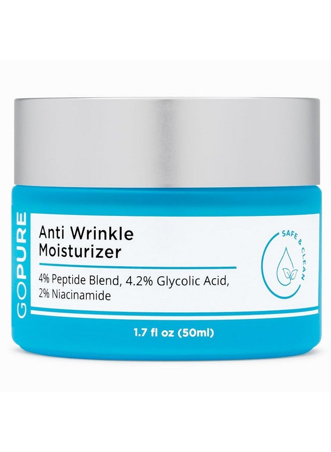 Glycopeptide Anti Wrinkle Face Cream Hyaluronic Acid Moisturizer For Face With Glycolic Acid Peptides And Vitamin E Hydrating Facial Moisturizer With Antiaging Formula 1.7 Fl Oz