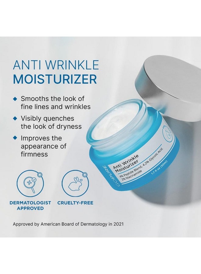 Glycopeptide Anti Wrinkle Face Cream Hyaluronic Acid Moisturizer For Face With Glycolic Acid Peptides And Vitamin E Hydrating Facial Moisturizer With Antiaging Formula 1.7 Fl Oz