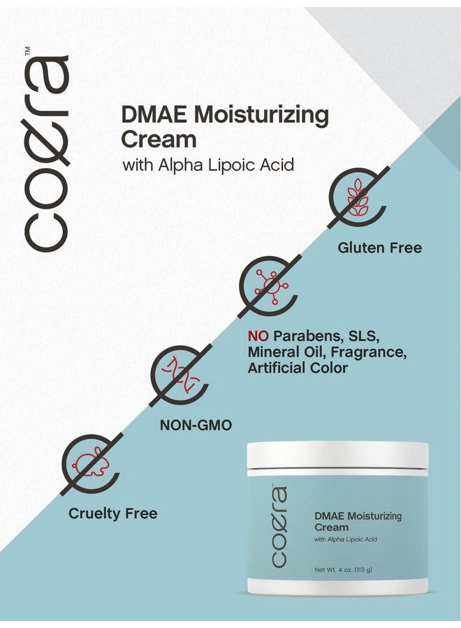 Dmae Moisturizing Cream 4 Oz With Alpha Lipoic Acid Hydrating & Firming For Skin & Face Free Of Parabens Sls And Fragrances