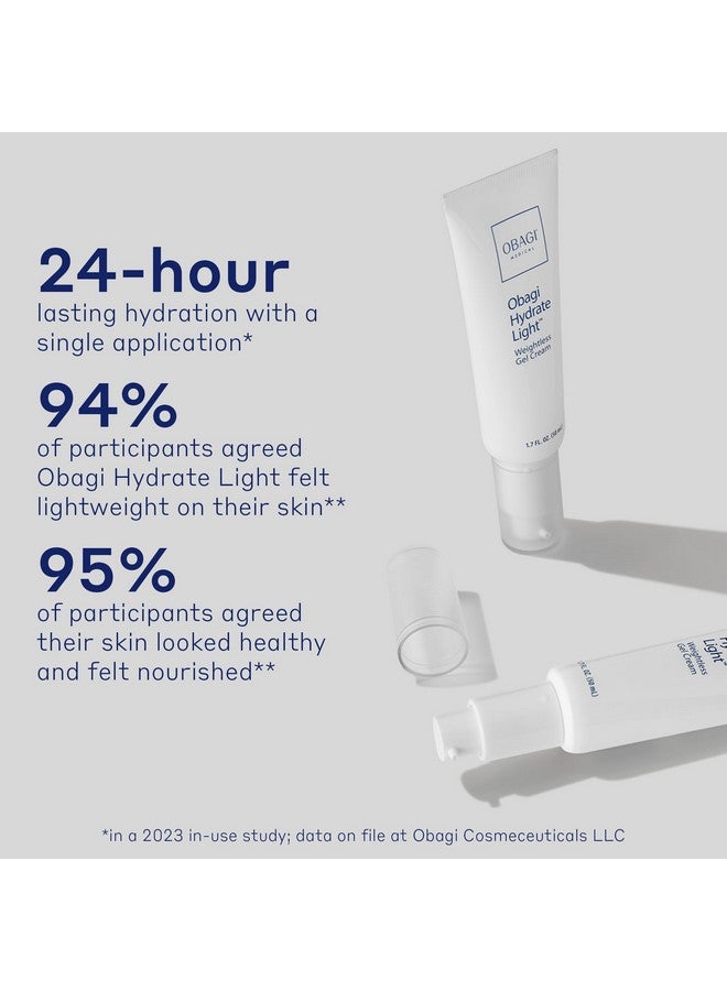 Obagi Hydrate Light Weightless Gel Cream Lightweight Moisturizer For 24 Hour Hydration Oil Free Hypoallergenic & Suitable For All Skin Types 1.7 Oz