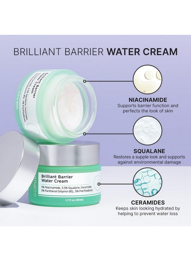 Brilliant Barrier Water Cream Hydrating Niacinamide Water Cream Hydrating Sleeping Mask Skin Barrier Support Squalane And Ceramides For A Visibly Perfected And Moisturized Look 1.7 Fl Oz