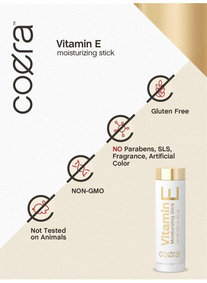 Vitamin E Moisturizing Stick For Lips .12 Oz (2 Pack) Hydrating & Nourishing Free Of Parabens Sls & Fragrances