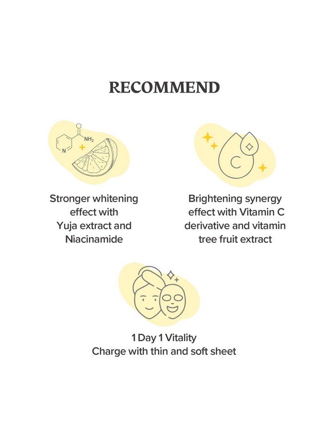 Skinfood Yuja C Vita Daily Mask 9.52 Oz (30Ea) Quick Blemish Care Even The Skin Tone Daily Sheet Mask Darkspot Clear