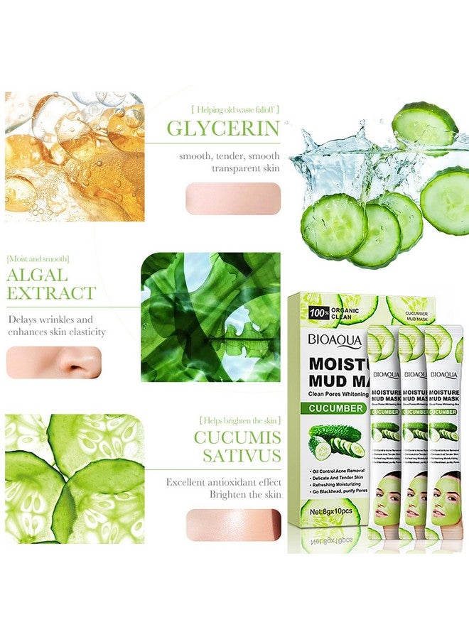 Cucumber Moisturizing Facial Mud Mask Clean Pores Oil Control Refreshing Face Skin 8G X 10Pcs