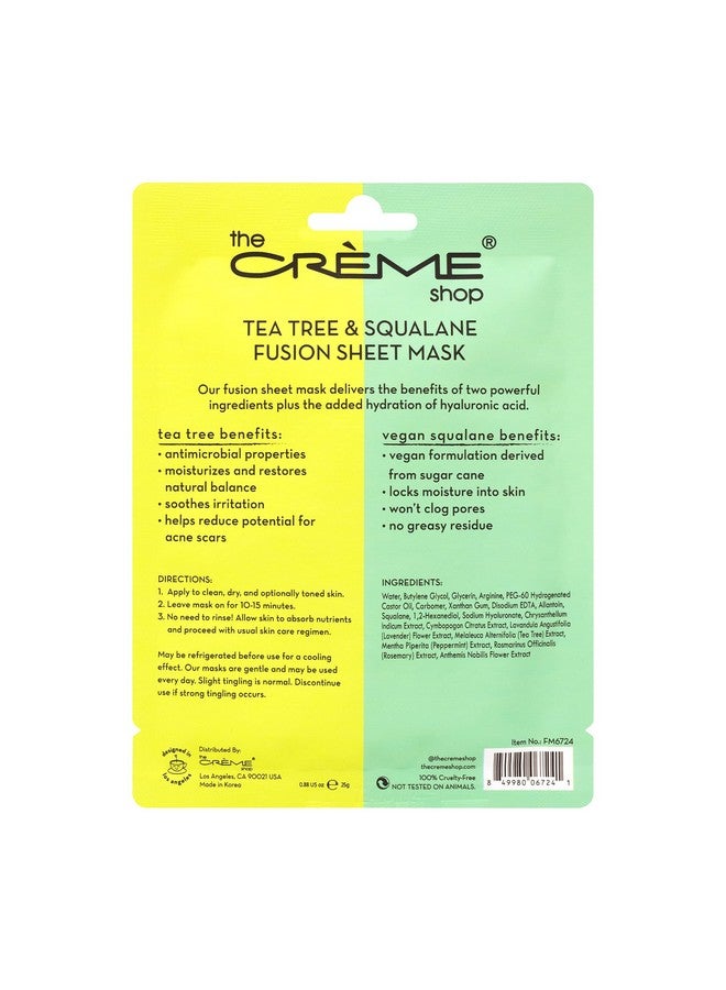Tea Tree & Squalane Fusion Sheet Mask Korean Sheet Mask Tea Tree Face Mask With Vegan Squalane And Hyaluronic Acid Acne Face Mask (5 Masks)