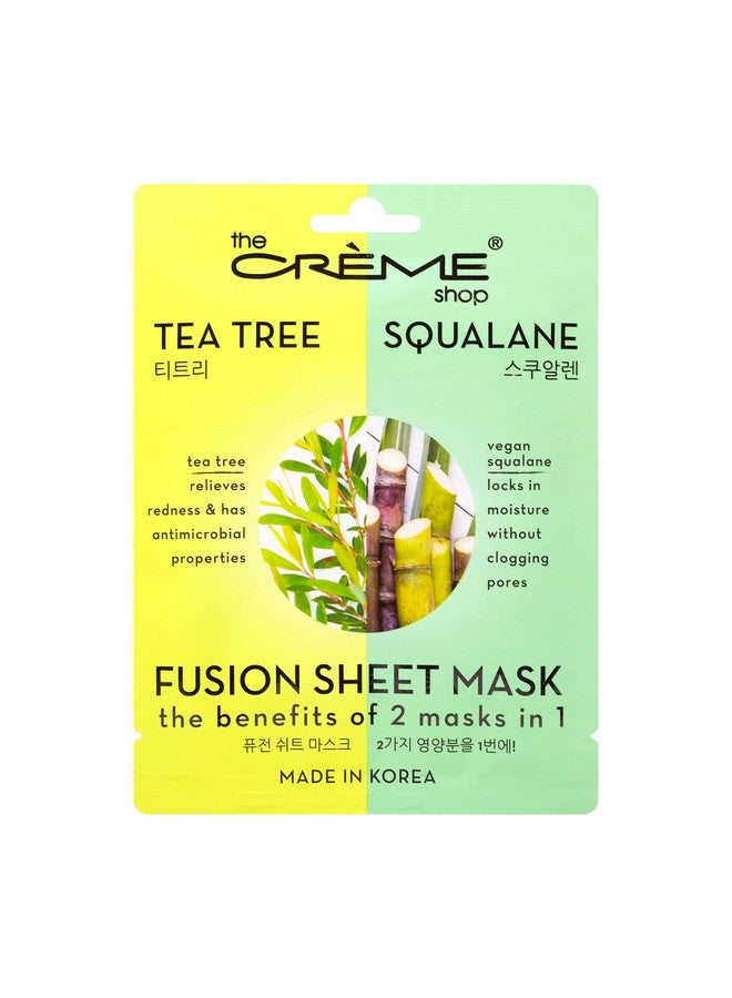 Tea Tree & Squalane Fusion Sheet Mask Korean Sheet Mask Tea Tree Face Mask With Vegan Squalane And Hyaluronic Acid Acne Face Mask (5 Masks)