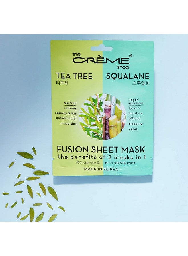 Tea Tree & Squalane Fusion Sheet Mask Korean Sheet Mask Tea Tree Face Mask With Vegan Squalane And Hyaluronic Acid Acne Face Mask (5 Masks)