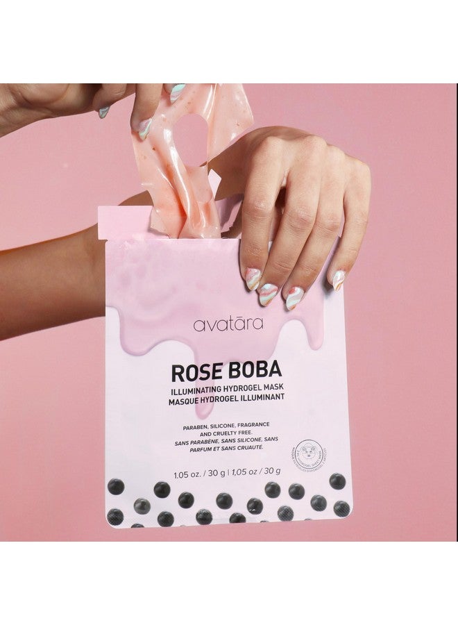 Rose Boba Hydrogel Mask Cooling Facial Mask 2Piece Glowenhancing & Balancing Skin Care Mask With Niacinamide & Rose Extract 30 G