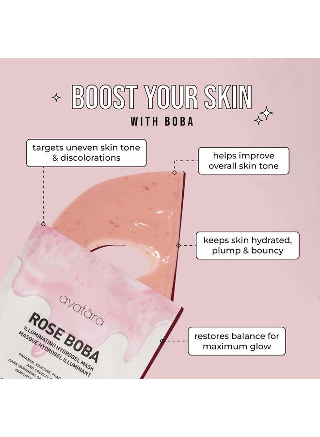 Rose Boba Hydrogel Mask Cooling Facial Mask 2Piece Glowenhancing & Balancing Skin Care Mask With Niacinamide & Rose Extract 30 G