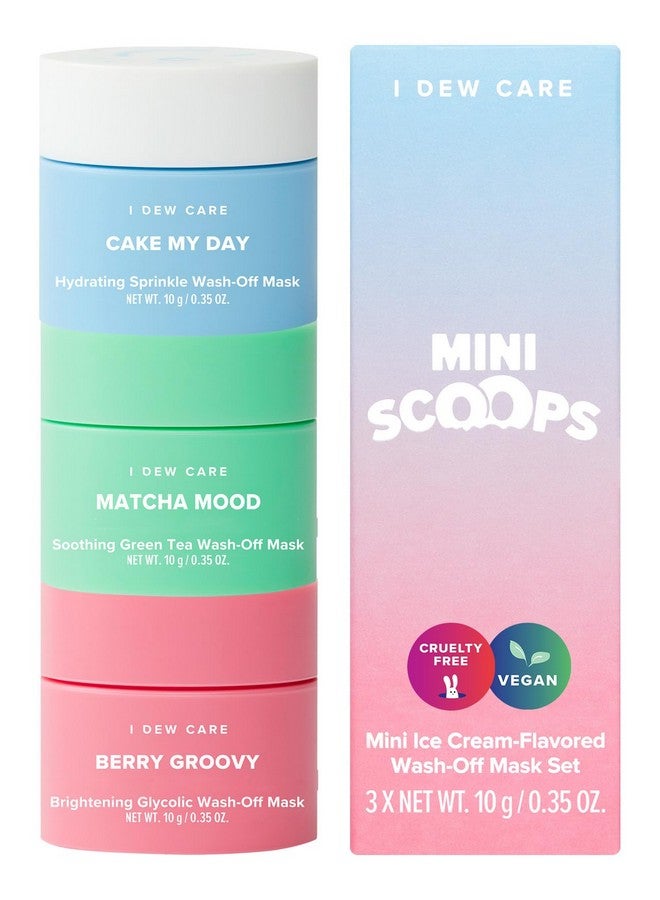 Mini Scoops Wash Off Face Mask Skin Care Trio With Hyaluronic Acid Self Care Facial Treatment Vegan Crueltyfree Parabenfree (3 Flavors)