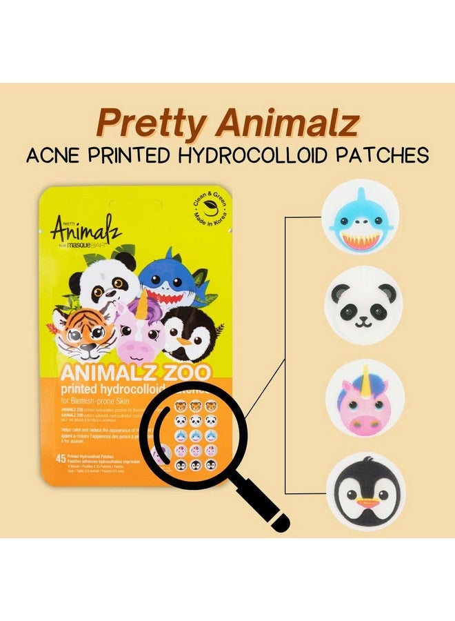 Pretty Animalz Acne Printed Hydrocolloid Patches Extracts Oil And Impurities Conceals Blemishes And Acne