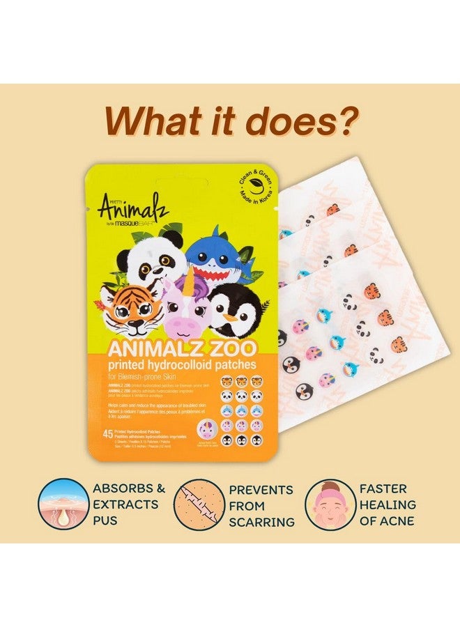 Pretty Animalz Acne Printed Hydrocolloid Patches Extracts Oil And Impurities Conceals Blemishes And Acne