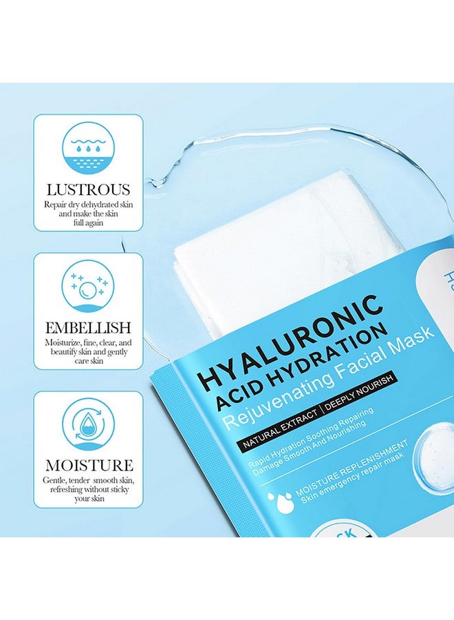 Facial Mask Firming Deeply Nourish Moisturizing 98% Natural Extract Hydrating Face Mask 5Pcs Set (Hyaluronic Acid (Hydration))